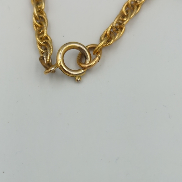 Vintage Gold Tone Necklace Abalone Shell Green AB Glass Beads Stations Long 42" - Picture 7 of 10